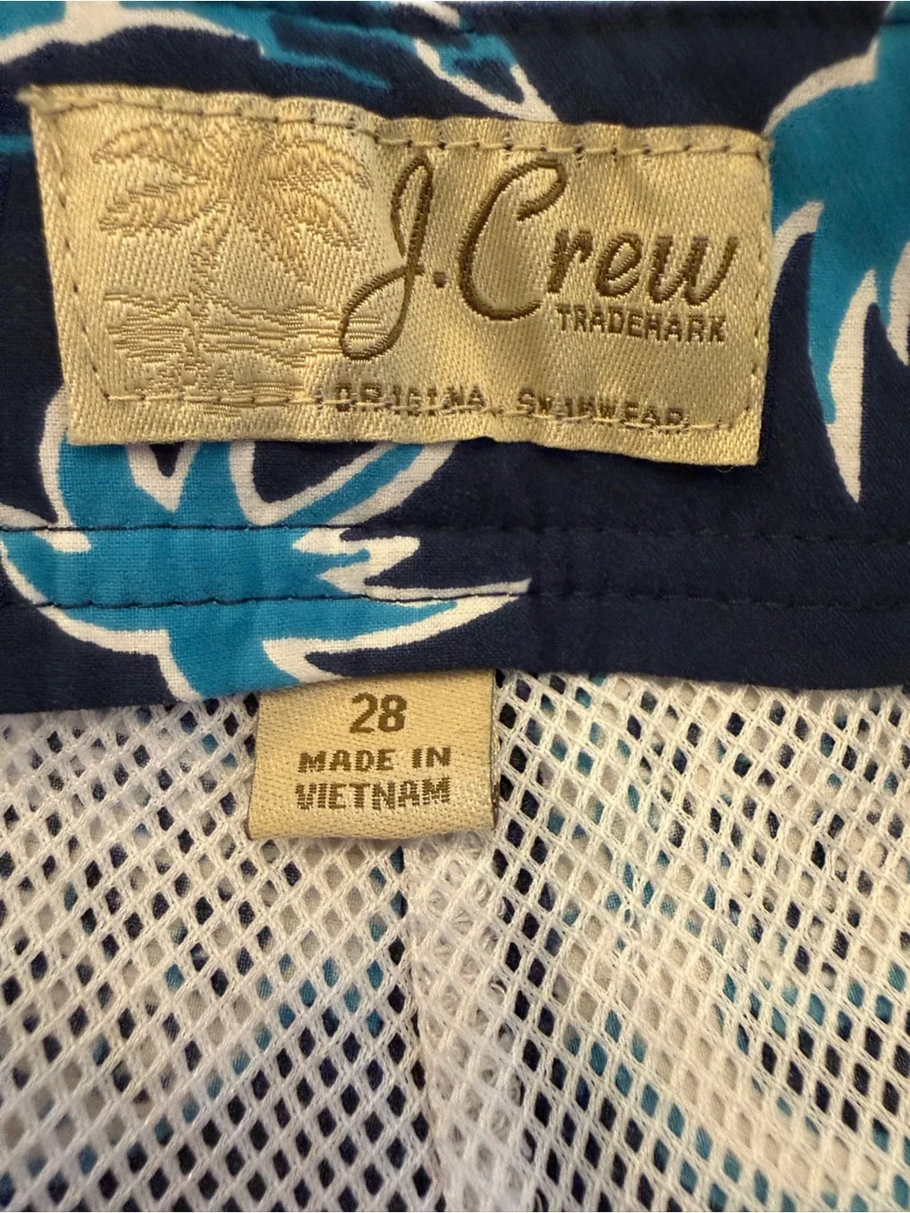 Men's J. Crew Navy Blue Tropical Pineapple Swim Boardshorts